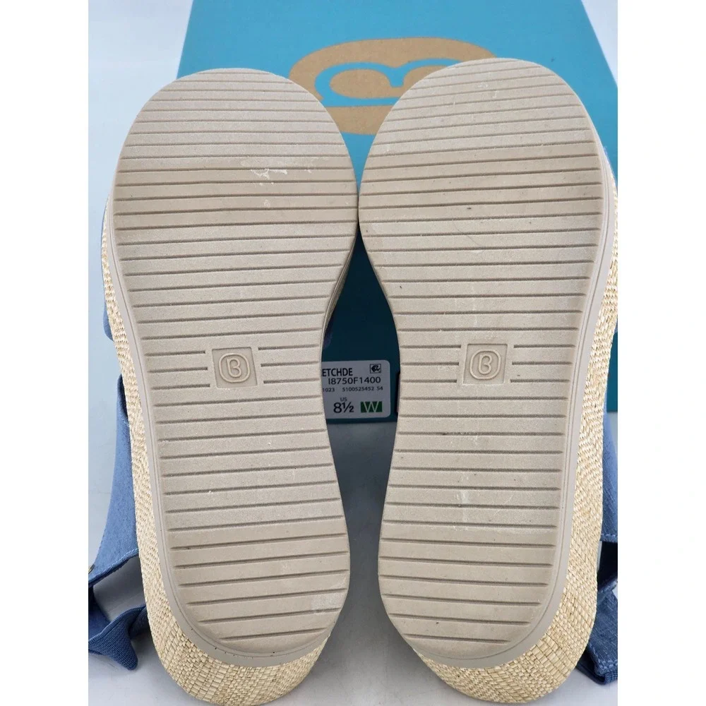 Bzees Reveal Wedge Sandals Womens 8.5W Blue Stretch Espadrille - NEW